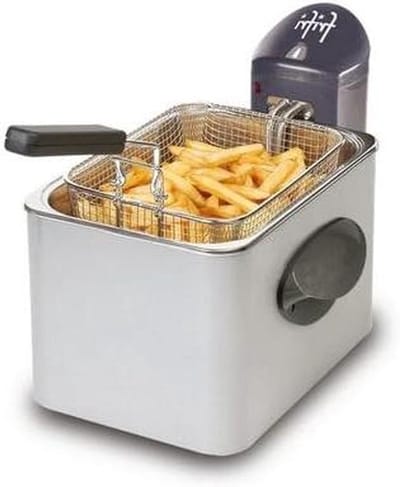 Friteuse - Frituurpan - Lekkere Snacks Maken - Metalen Buitenkant - 1 kg Capaciteit - Grijs