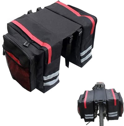 23,8L Dubbele fietstas - 23*15*30cm grote bagagetas - verdikte fietstas - waterdicht - met reflecterende strips - meerlaagse opbergruimte - rood