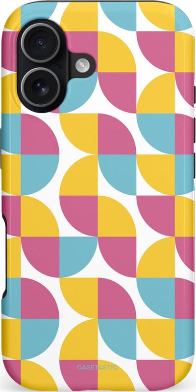 Casetastic hoesje geschikt voor Apple iPhone 17 - MagSafe - Dubbellaagse bescherming - Cirkeldroom - Fashion Case - Goud Roze Lichtblauw Wit