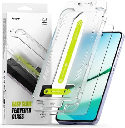 Ringke Easy Slide Geschikt voor Samsung Galaxy A36 | Screen Protector met Jig | 9H Volledig Dekkend Tempered Glass | Case Friendly | Gemakkelijke Installatie | 2-Pack
