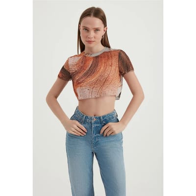 Abstract Tüllen Crop Top