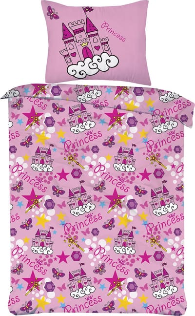 Dekbedovertrek Set- Meisjes-Princess-Eenpersoons -140 x 220-cm + 1 kussensloop 60x70cm-Roze