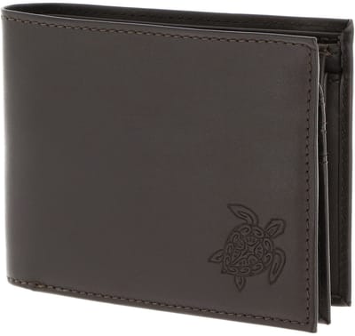 oxmox Leren portemonnee Leather RFID Protect Querscheinbörse Turtle 2.0 Embossed Brown donkerbruin