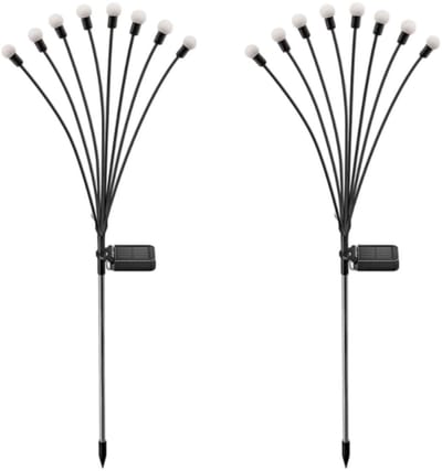 GELLDG Solar Tuinverlichting - Sfeerverlichting - vuurvliegjes - Zonne Energie - Waterdicht - Prikspots - 10 pots - 2stucks