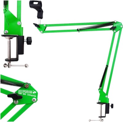 Microfoonarm Tafel - Zwenkarm Statief - Studio Opnames - 360 Graden Draaibaar - 35x57cm Armen - Groen