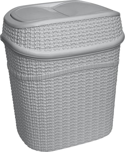 9.5 Liter Afvalbak met Klapdeksel in Grijs | Swing Top Prullenbak voor Badkamer of Kantoor