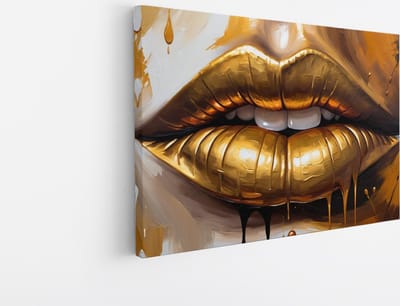 Saammp Canvas Schilderij - Vrouw - Lippen - abstract - 30x20 - Foto op canvas - Wanddecoratie - Muurdecoratie Woonkamer - Slaapkamer decoratie - Canvas Print