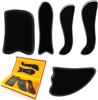 Gua Sha Board Set voor Massage en Huidverzorging - Natuurlijk Hoorn, Ontspanning en Gezondheid