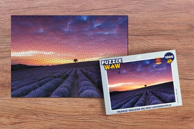 Puzzel Paarse wolken bij een lavendelveld - Legpuzzel - Puzzel 1000 stukjes volwassenen