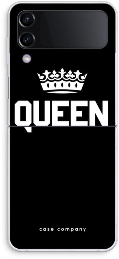 Case Company® - Hoesje geschikt voor Samsung Galaxy Z Flip4 hoesje - Queen zwart - Soft Cover Telefoonhoesje - Bescherming aan alle Kanten en Schermrand