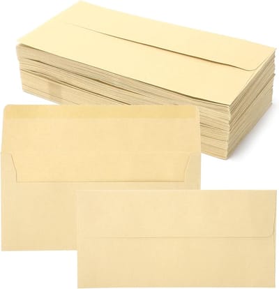 Kraftpapier Enveloppen zonder Venster, 100 Stuks, DIN Long 22 x 11 cm, Duurzaam voor Trouwen, Zakelijke Post en Kaarten, Afdrukbaar en Plasticvrij, Donkerbruin