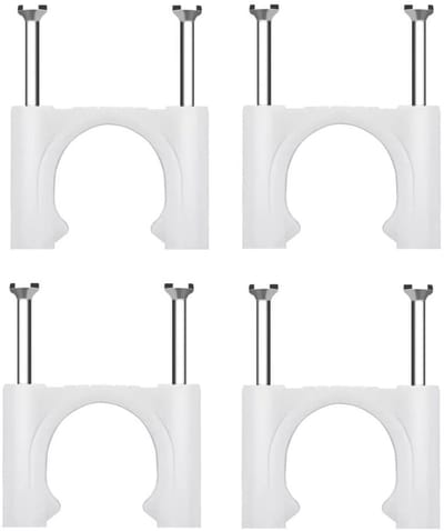 Dailygoods- Kabelklemmen Sterk - Kabelbinder - Kabelorganiser - Kabelclips Zelfklevend - Kabelclips met Spijker - Wit Rond Profiel - 50mm, 6 Stuks