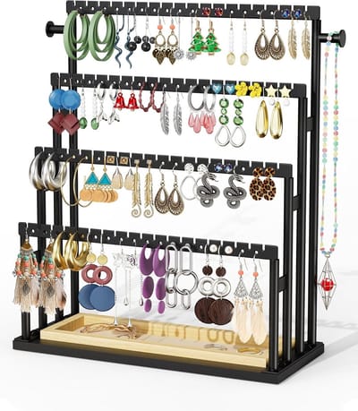 4-laags oorbellenhouder, sieradenstandaard voor het organiseren van oorbellen en accessoires