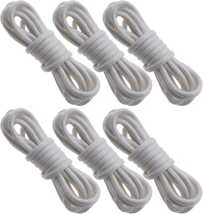 Ronde gewaxte vervangende veters voor herenschoenen, dresschoenen en sportschoenen - 3 paar, 80 cm, 3 mm dikte, wit