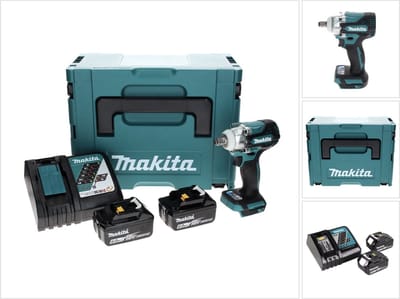Makita DTW 300 RGJ accu-slagmoersleutel 18 V 330 Nm 1/2" borstelloos + 2x accu 6,0 Ah + oplader + Makpac