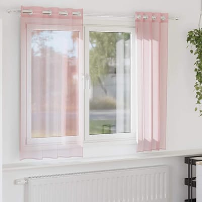 vidaXL - Gordijnen - voile - met - doorvoertules - 2 - st - 140x175 - cm - lichtroze