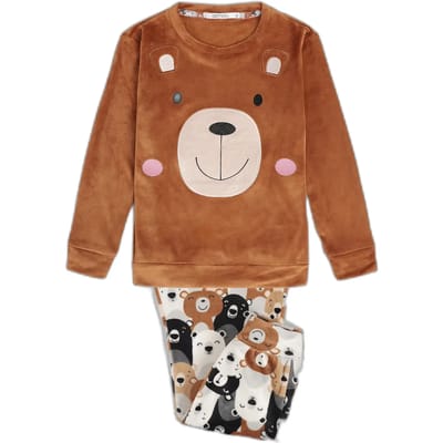 Meisjes pyjama met lange mouwen van fluweel Admas Bear Family