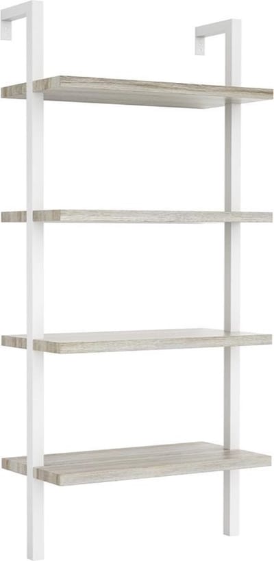 Wandrek ladder boekenkast Stoer - industrieel metaal hout - 152 cm hoog - wit
