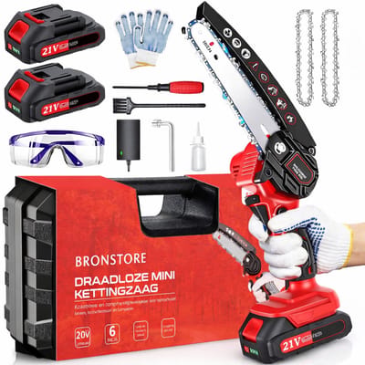 BronStore® Mini Kettingzaag met Accu - Elektrische Snoeischaar & Takkenzaag - Boomzaag Draadloos - Geschikt voor Makita - Inclusief 2 Accu's & Oplader