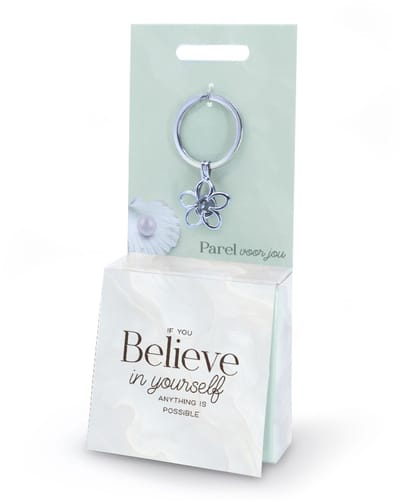 Sleutelhanger met parel | Wensparel | Thema: Believe in yourself | Merk: Miko | Kleur: Zilver