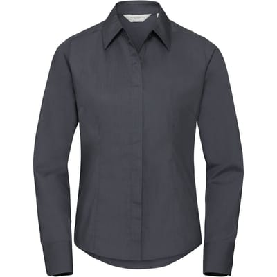 Russell Collection Dames/Dames Polycotton Slim Shirt met Lange Mouwen (Konvooi Grijs)
