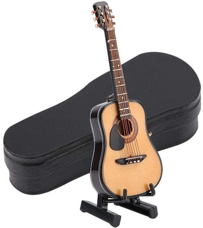Dailygoody - Gitaar Model Decor - Miniatuur Houten Gitaar - Handgemaakt - Bruin - Muziekinstrument Model - Desk Decoratie - Geschikt voor Kinderen