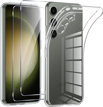 Casemania Hoesje + Glas Geschikt voor Samsung Galaxy A36 - Transparant - Siliconen Back Cover - 2x Glazen Screenprotector