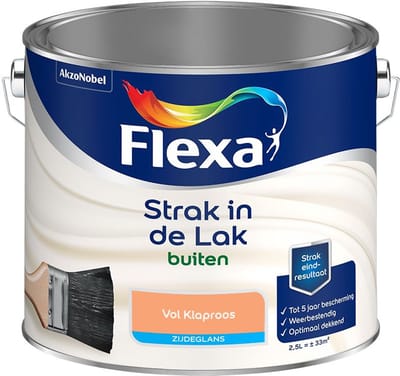 Flexa - Strak In De Lak Buitenlak Zijdeglans - Vol Klaproos - Mengverf - 2,5 L