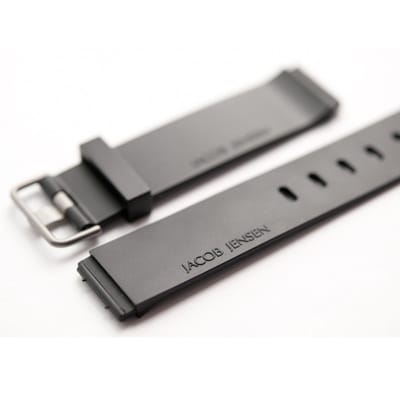 Horlogeband Jacob Jensen 712, 722, 730, 731, 732, 733, 738, 740, 741, 742, 743 - 17mm - Zwart Rubber - Stalen Gesp