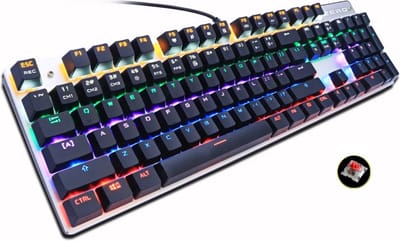 Elementkey AULA2 Mechanisch USB Bedrade Gaming Toetsenbord met 104 knoppen + RGB lichteffecten + Numerieke Toetsenbord - Anti-Ghosting (Rode schakelaar)