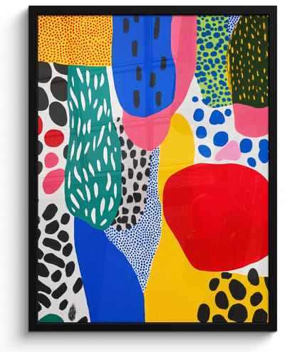 Poster in lijst - Fotolijst 50x70 cm - Posters - Stippen - Vormen - Modern - Kleuren - Posterlijst zwart - Decoratie - Wanddecoratie woonkamer - Muurdecoratie slaapkamer