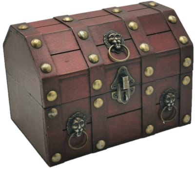 Koloniale Schatkist met Leeuwenkop - 21x15,5x16cm