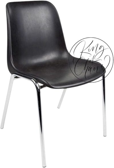Kantinestoel Helene Zwart - verchroomd onderstel kantinestoel stapelstoel kuipstoel vergaderstoel tuinstoel kantine stoel stapel stoel tuin stoel kantinestoelen stapelstoelen kuipstoelen arenastoel schoolstoel bezoekersstoel Everardo