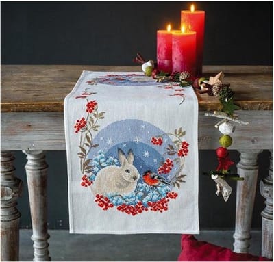 Vervaco - Perlaida loper kit - Kerst - Sneeuwhaas en goudvink - PN-0196730 - Borduren - Borduurpakket - Borduurpakket volwassenen - Borduurpakket kind