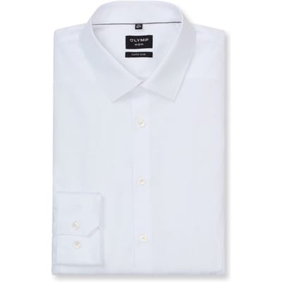 OLYMP No. Six super slim fit overhemd - wit (met extra tailleringsnaden) - Strijkvriendelijk - Boordmaat: 36