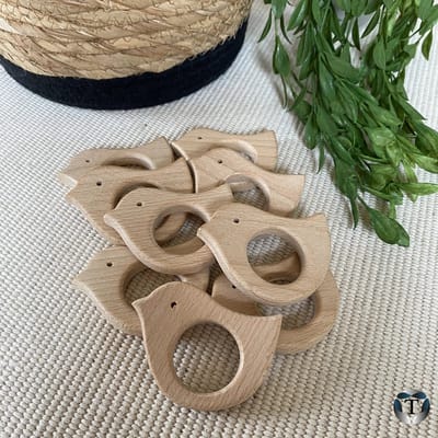 Houten Bijtring | Vogel | Hout | Dieren | Hobby | DIY | Ringen | Kralen | Baby Shower | Kinderkamer | Fopspeen | Baby Mobiel | Cadeau idee | Doe het zelf | Baby | 100%  Onbewerkt | TheOldOmen |