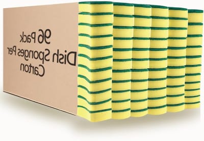 Keukenreinigingssponzen, 96 Stuks, Eco-vriendelijk, Niet-krasend, Voor Afwassen en Schrobben, Geel