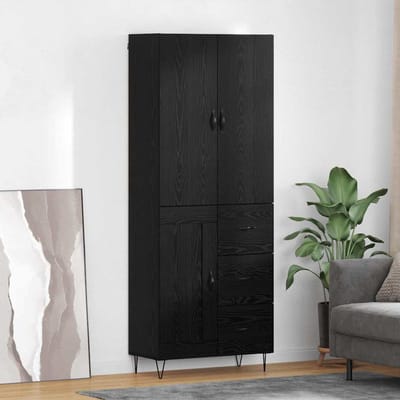vidaXL - Highboard - 2 - st - Zwart - Eiken - 69,5 - x - 34 - x - 180 - cm - Bewerkt - hout