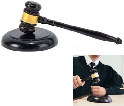 2-Delige Hamer - Houten rechtershamer - Veilinghamer - Juridische hamer - Hamer + basisset - Proceshamer - Handgemaakte houten hamer en ronde hamer - Geschikt voor rechtszaken, advocatenkantoren, veilingen, bestuursvergaderingen,verenigingsvergaderin