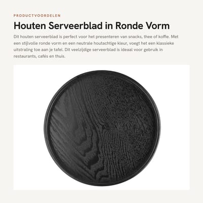 Dailygoods- Theeblad Ronde Vorm - Dienblad Hout - Antislip - 30cm - Vuilbestendig - Modern en Elegant