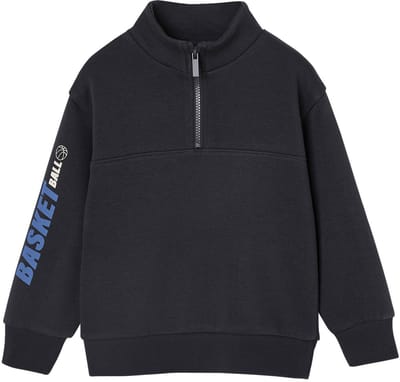 Vertbaudet Jongenssweatshirt met truckerskraag en basketbalmotief op de mouw