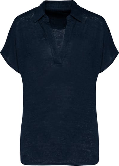 Spasso Linnen damespolo SP221 - Navy Blue - XS