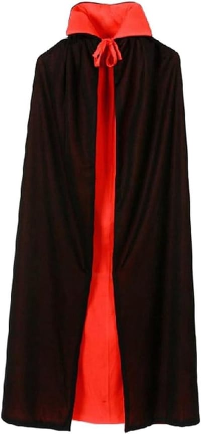 Halloween Vampier Kostuum voor Kinderen - Dubbelzijdige Cape van 120 cm in Zwart en Rood - Cosplay Set met Gezichtsstickers en 30 Tatoeages voor Feestjes en Verkleedpartijen