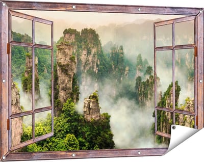 Gards Tuinposter Doorkijk Zhangjiajie Klif Bergen in China - 120x80 cm - Tuindoek - Tuindecoratie - Wanddecoratie buiten - Tuinschilderij