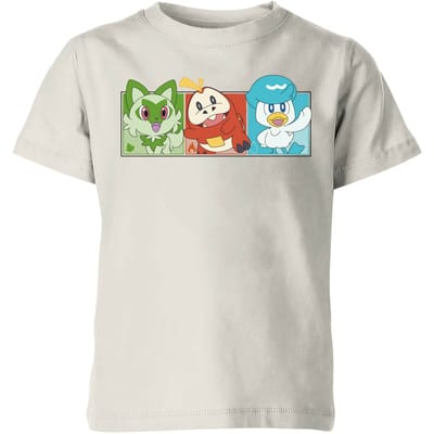 Pokémon 1st Starters Panels Kids' T-Shirt - Cream - 146/152 (11-12 jaar) - beige
