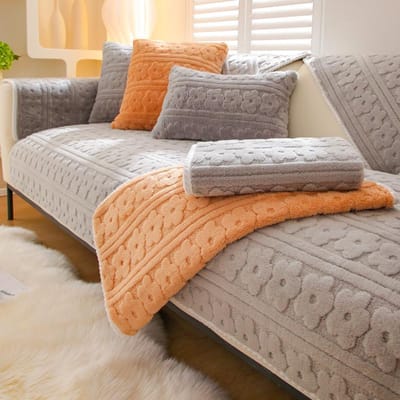 Bankkussen Winter Pluche Antislip Verdikt Nieuwe Bankhoes All-inclusive Universele Dekenhoes Handdoek Stof Kussen 70x70cm brown