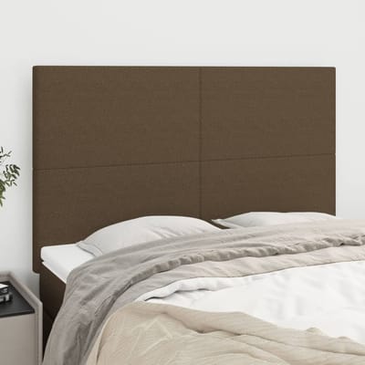 vidaXL - Hoofdbord - donkerbruin - 144x5x118/128 - cm - stof