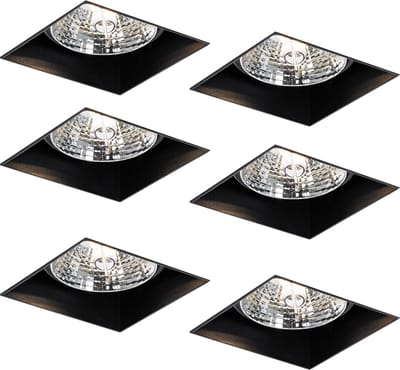QAZQA oneon 70 - Moderne Inbouwspot - 6 stuks - L 12.5 cm - Zwart - Woonkamer | Slaapkamer | Keuken