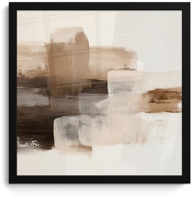 Poster in lijst - Fotolijst 40x40 cm - Posters - Penseelstreken - Abstract landschap - Rust - Posterlijst zwart - Decoratie - Wanddecoratie woonkamer - Muurdecoratie slaapkamer