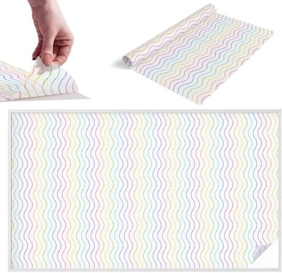 Tulup Raamfolie Anti inkijk - Regenbooglijnen Melkglas Folie - 200x116 cm - Wit Anti inkijk Raamfolie Glas in Lood - Zonwerende Raamfolie - Voor de hal, slaapkamer, kledingkast - Privacy Folie Raam Glas in Lood